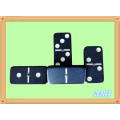 Double six white paint black domino with wooden box